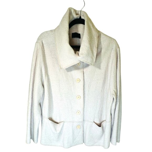 Q'Neel Nordic Design Cream Wool Sustainable Jacket Lagenlook Womens 10 Artsy - Picture 2 of 10